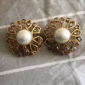 Chanel Gold and Pearl Statement Clip-on Earrings
